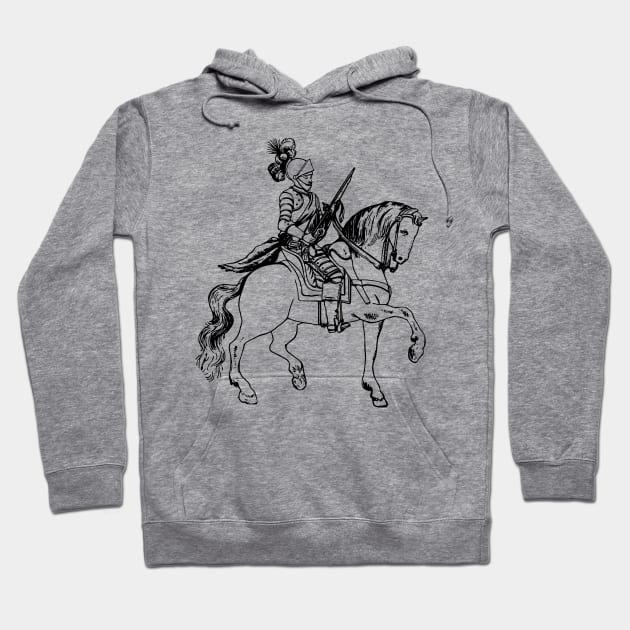 Medieval Knight on Horseback Hoodie by Vintage Sketches